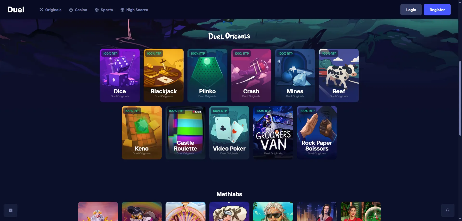 Giochi slot e Duel Originals sul casinò crypto Duel Casino